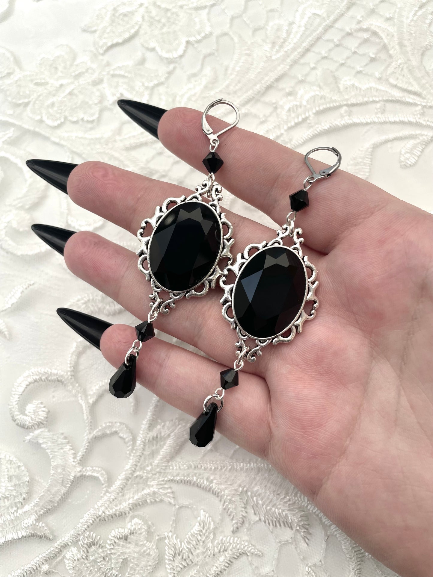 'Anastasia' Earrings (Death Black)