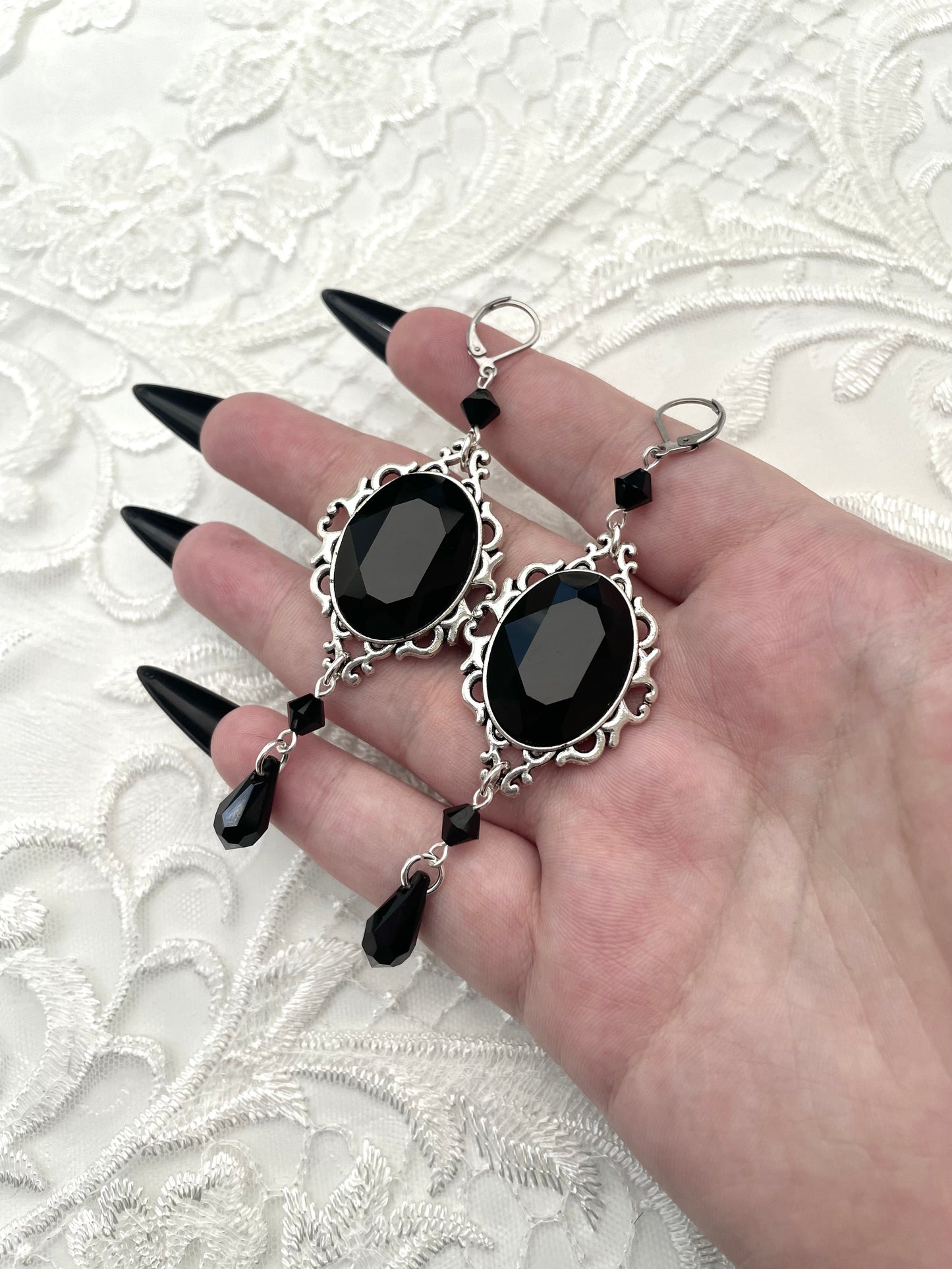 'Anastasia' Earrings (Death Black)