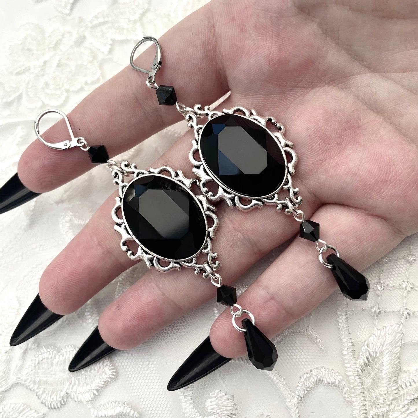 'Anastasia' Earrings (Death Black)