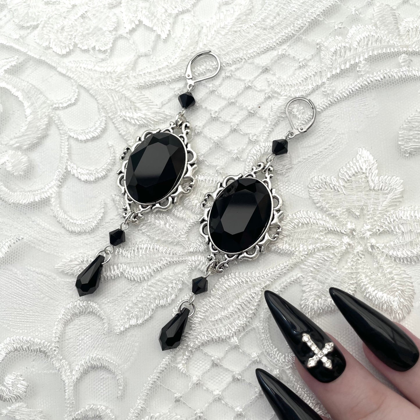'Anastasia' Earrings (Death Black)