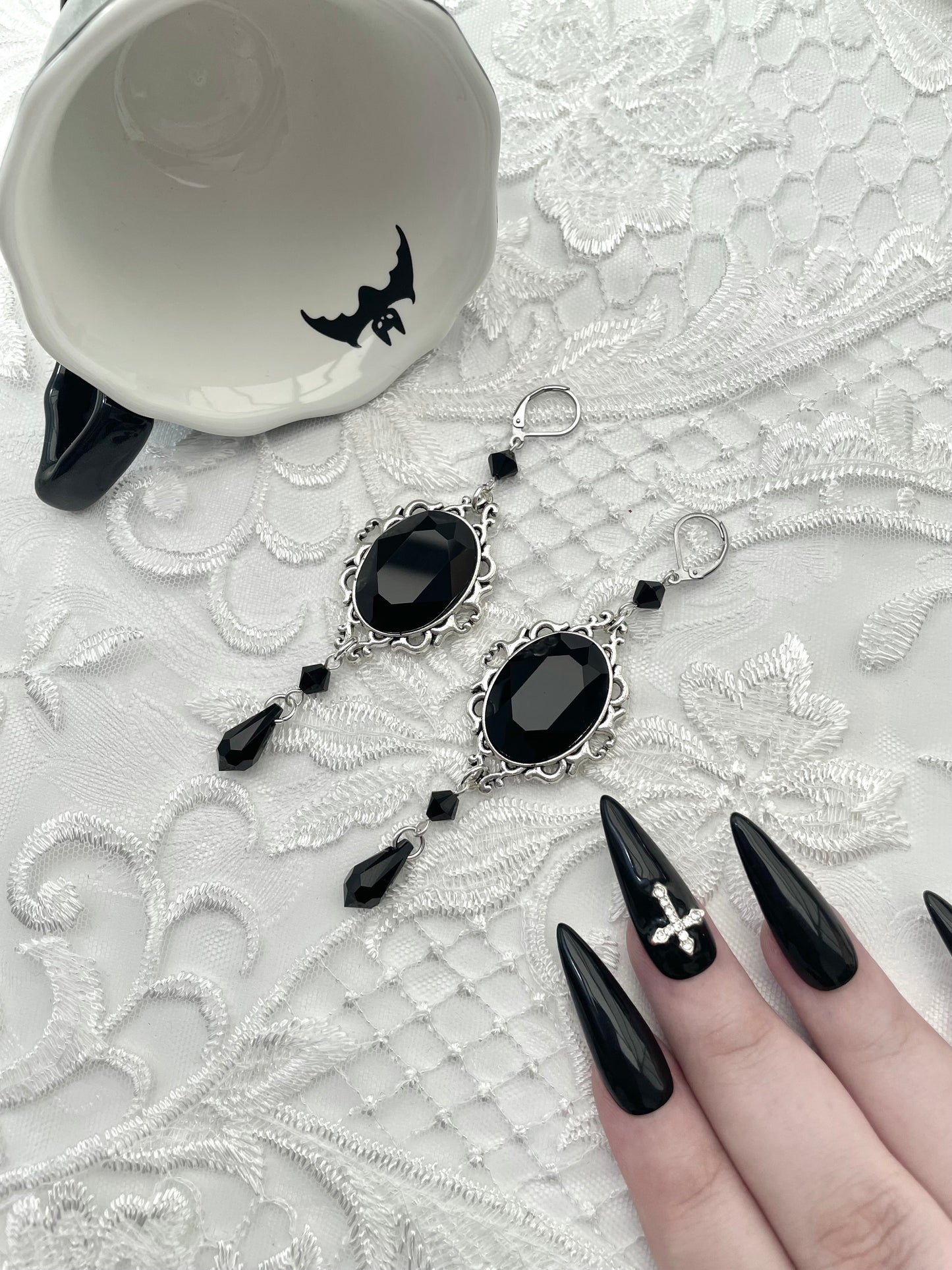 'Anastasia' Earrings (Death Black)
