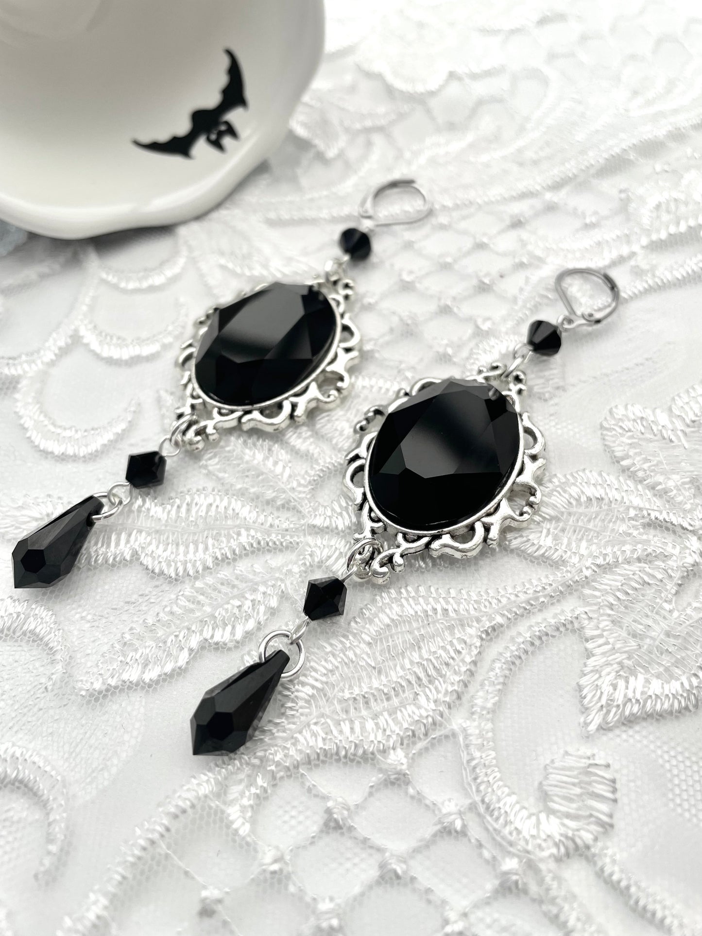 'Anastasia' Earrings (Death Black)