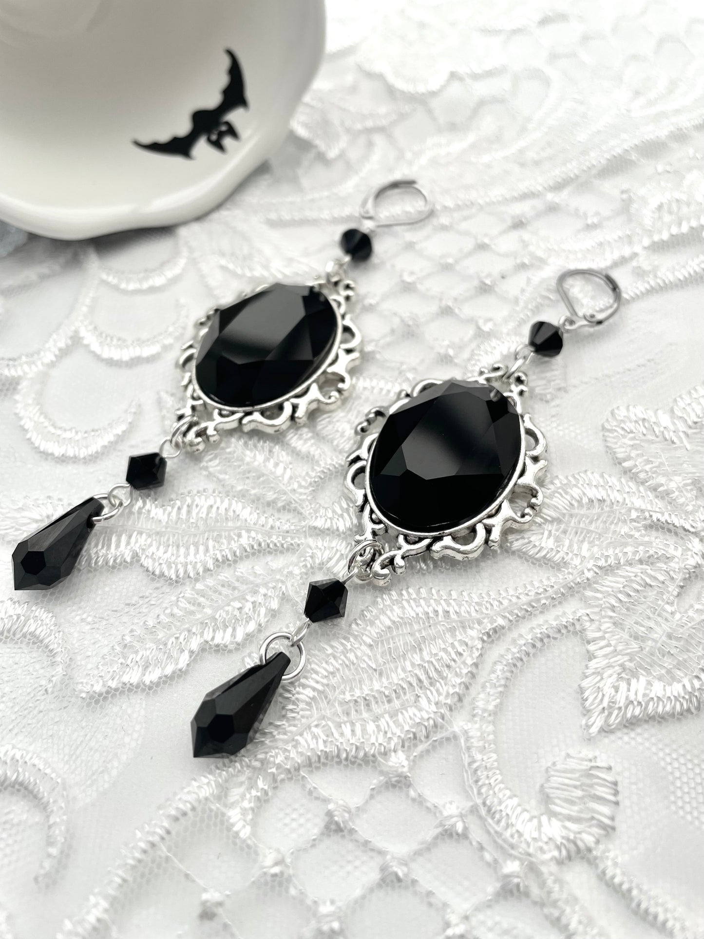 'Anastasia' Earrings (Death Black)