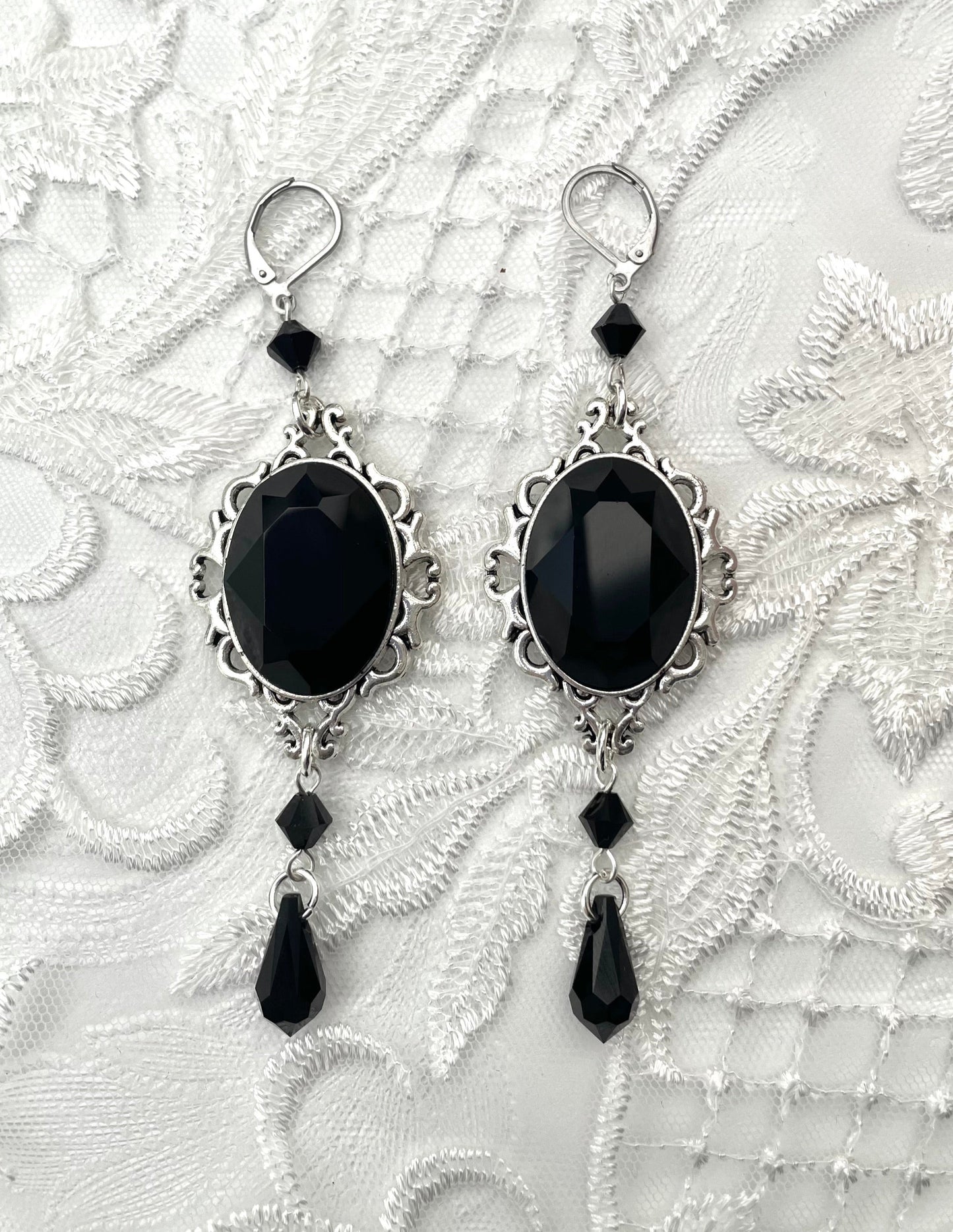 'Anastasia' Earrings (Death Black)