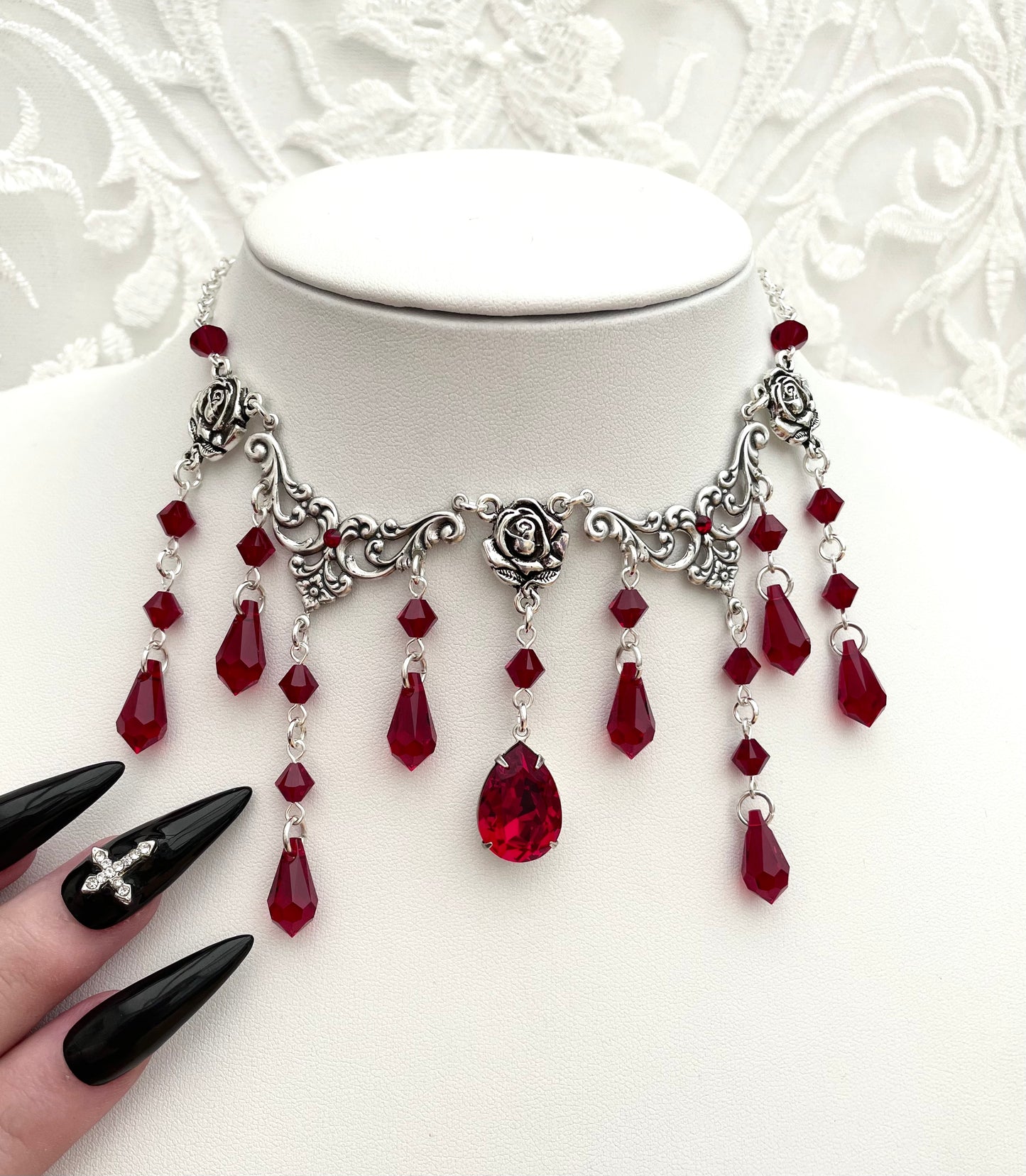 'Evelyn' Necklace (Blood Red)