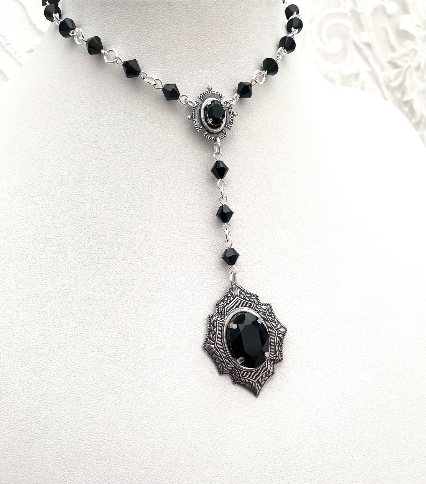 'Draconia' Lariat Y Shape Necklace (Death Black)