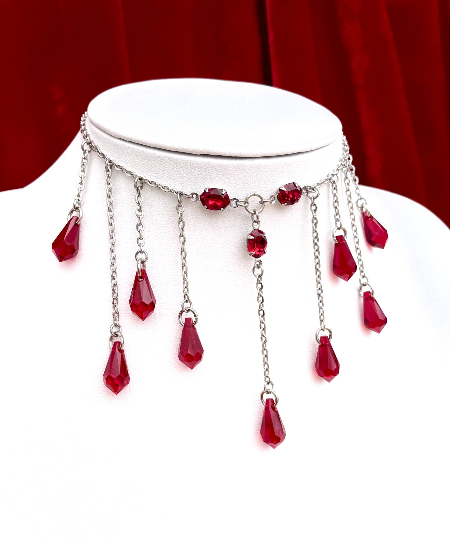 Dainty blood drop necklace, dainty necklace, dainty blood necklace, dainty drop necklace, dainty red drop necklace, Gothic drop necklace, red drop necklace, necklace with red drops, silver necklace with drops, gothic necklace, goth necklace, goth jeweller