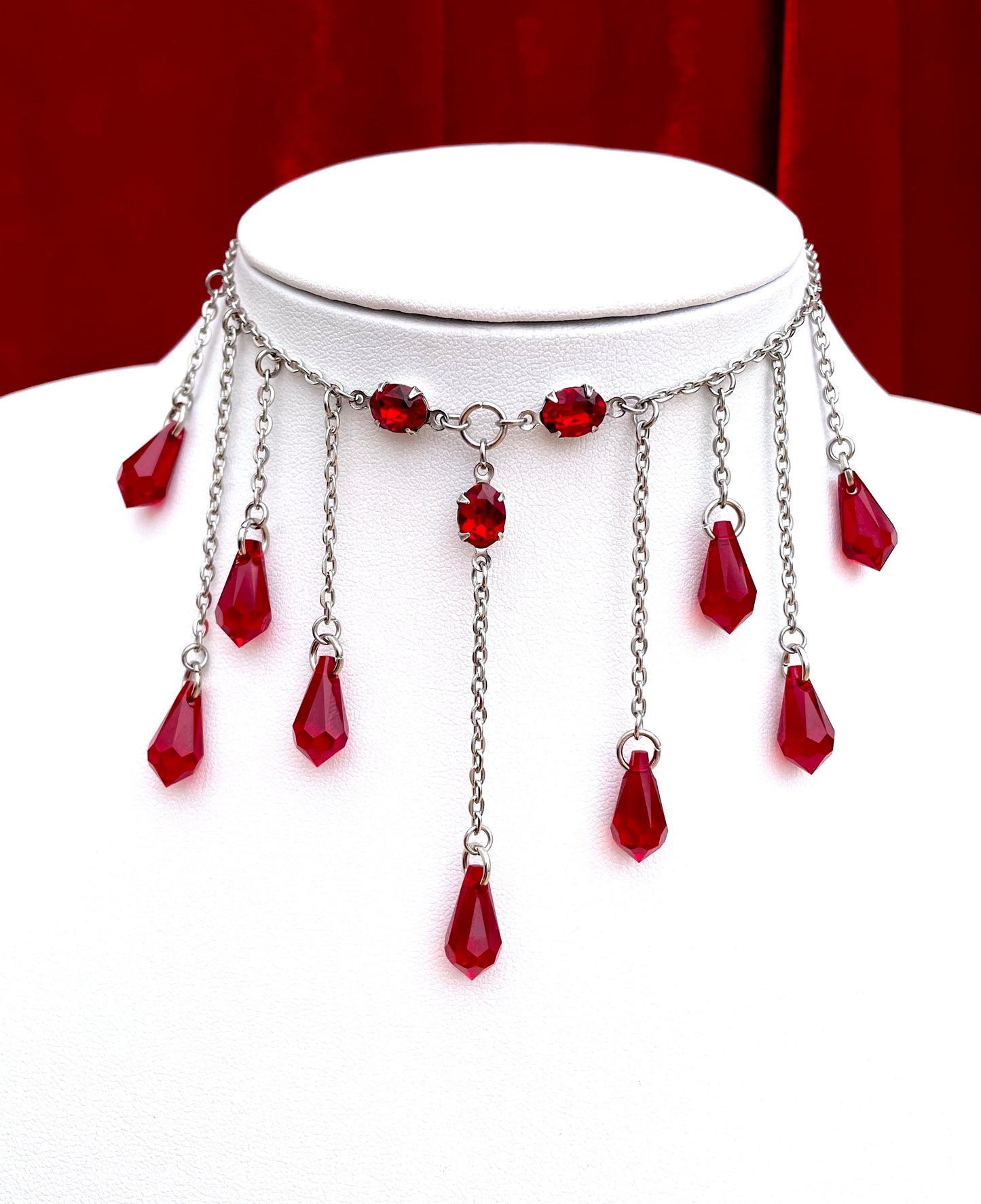 Dainty blood drop necklace, dainty necklace, dainty blood necklace, dainty drop necklace, dainty red drop necklace, Gothic drop necklace, red drop necklace, necklace with red drops, silver necklace with drops, gothic necklace, goth necklace, goth jeweller