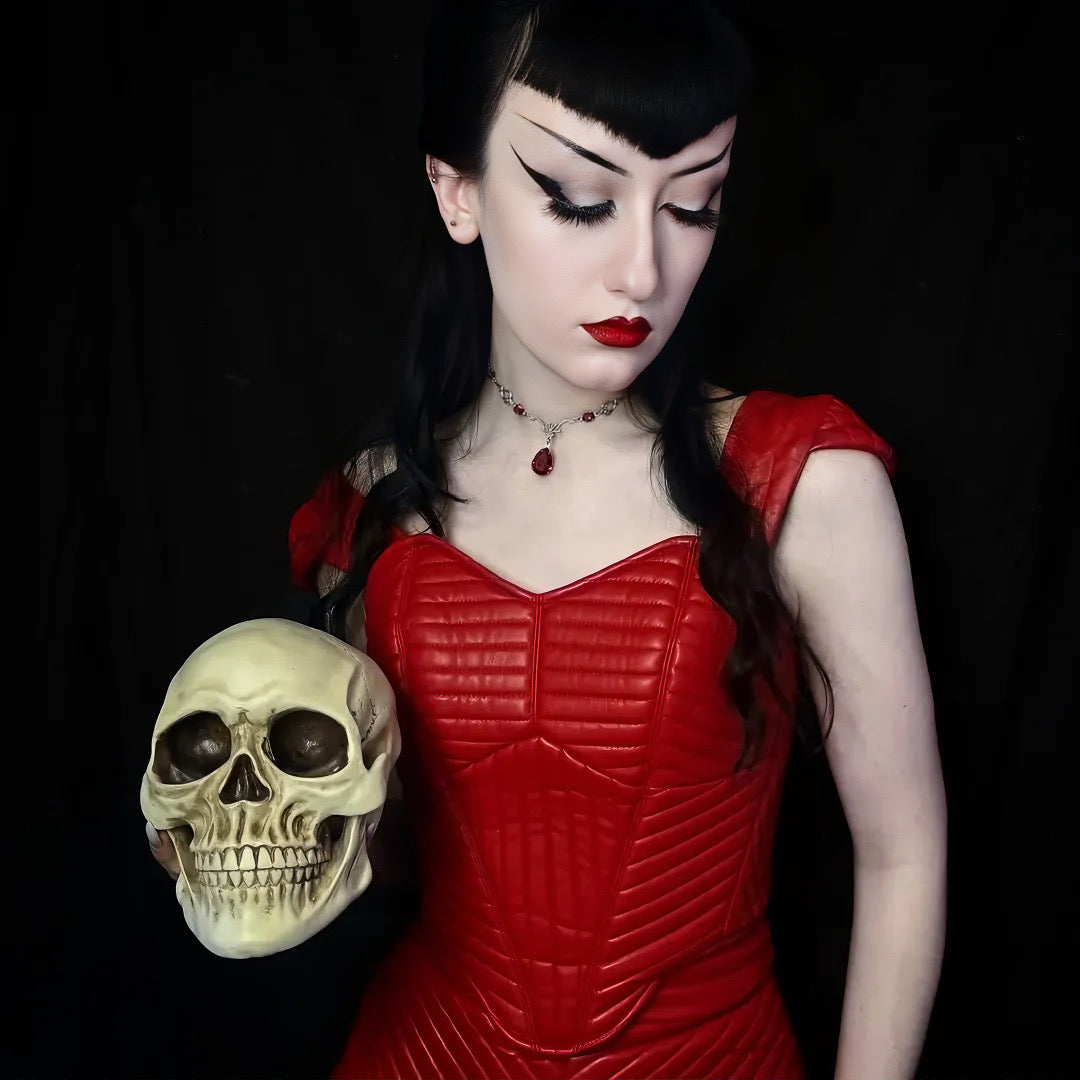 'Vesper' Necklace - Red Glass Drop Necklace