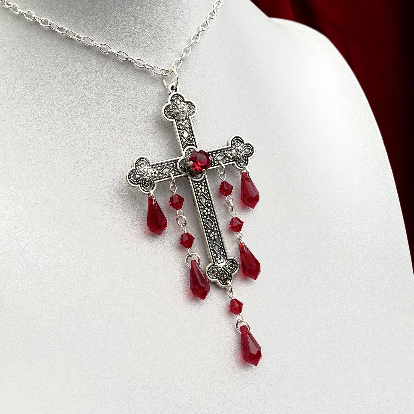 'Sacred' Pendant Necklace (Blood Red)