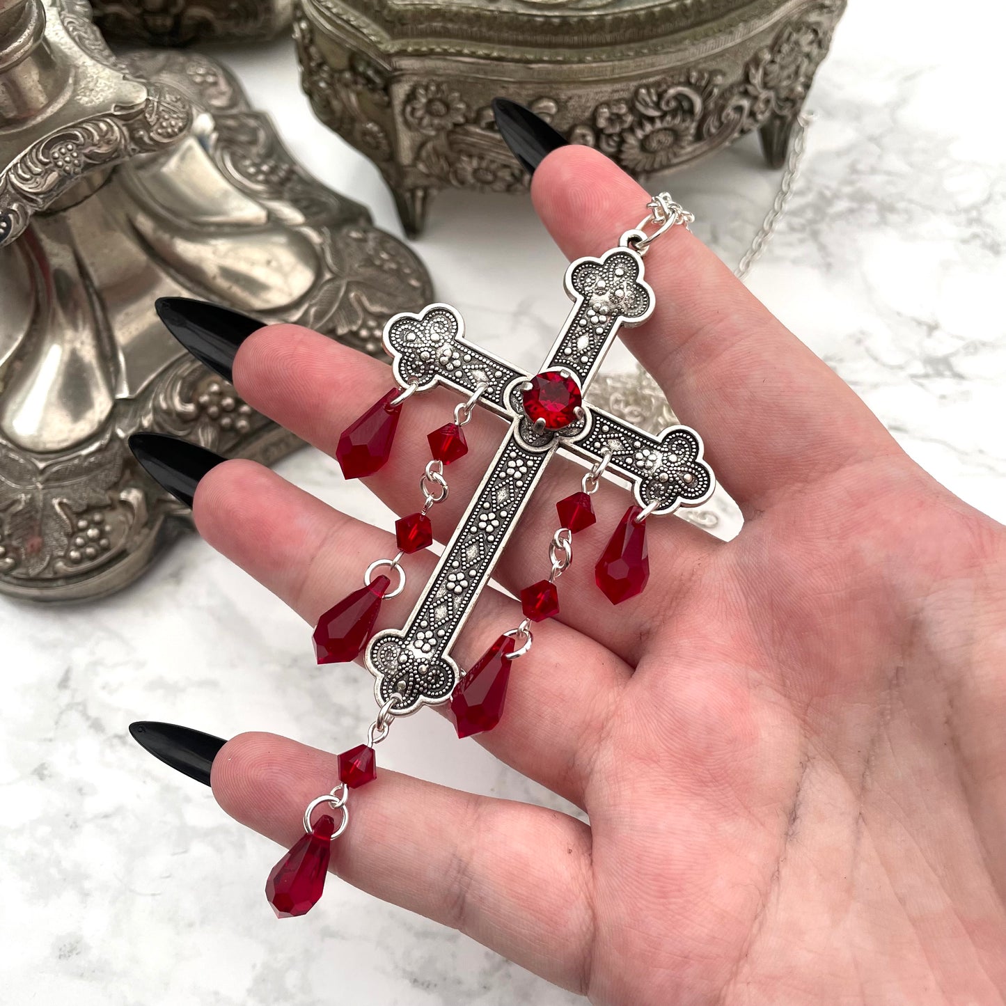 'Sacred' Pendant Necklace (Blood Red)