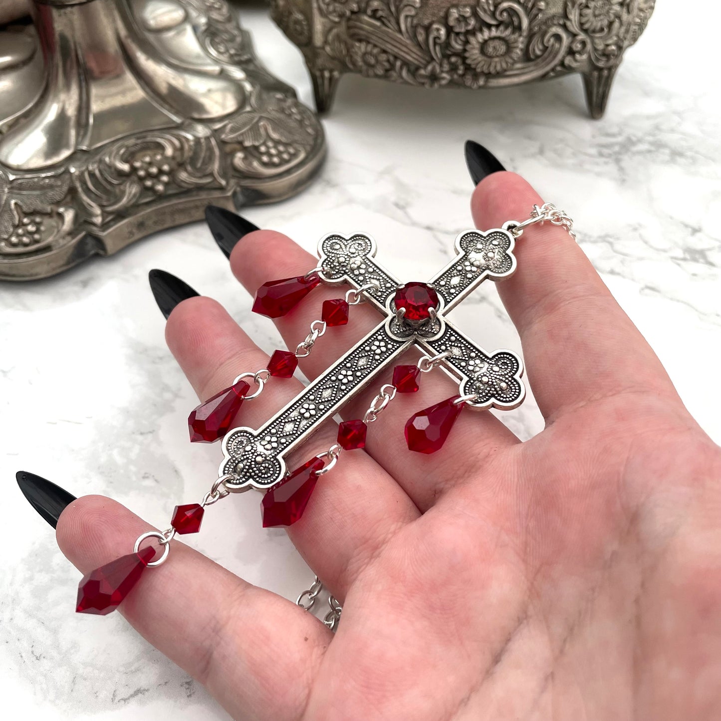 'Sacred' Pendant Necklace (Blood Red)