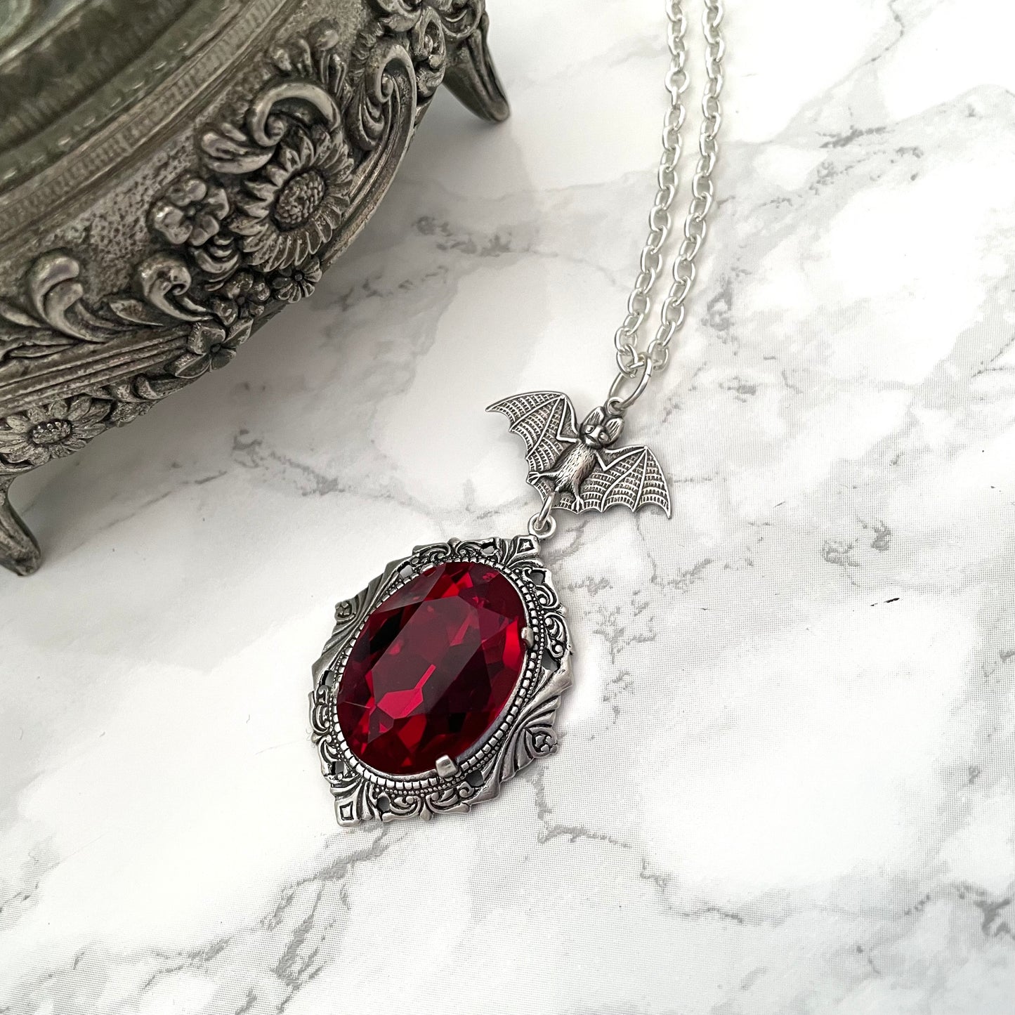Bat necklace, silver bat necklace, bat necklace with red drop, silver bat necklace, dainty bat necklace, dainty goth necklace, Gothic drop necklace, red drop necklace, necklace with red drops, silver necklace with drops, gothic necklace, goth necklace, g