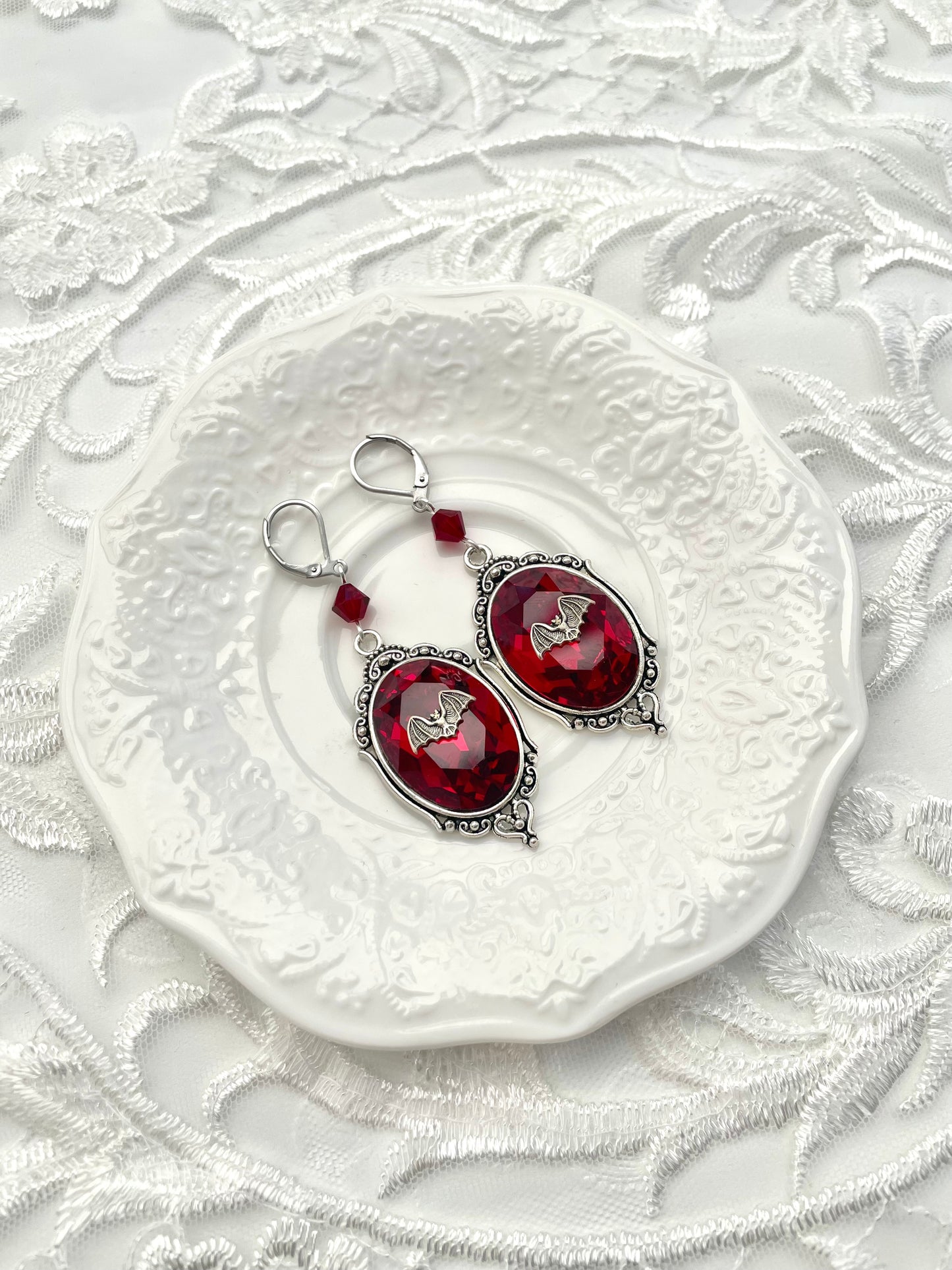 'Bat Queen' Earrings (Blood Red)