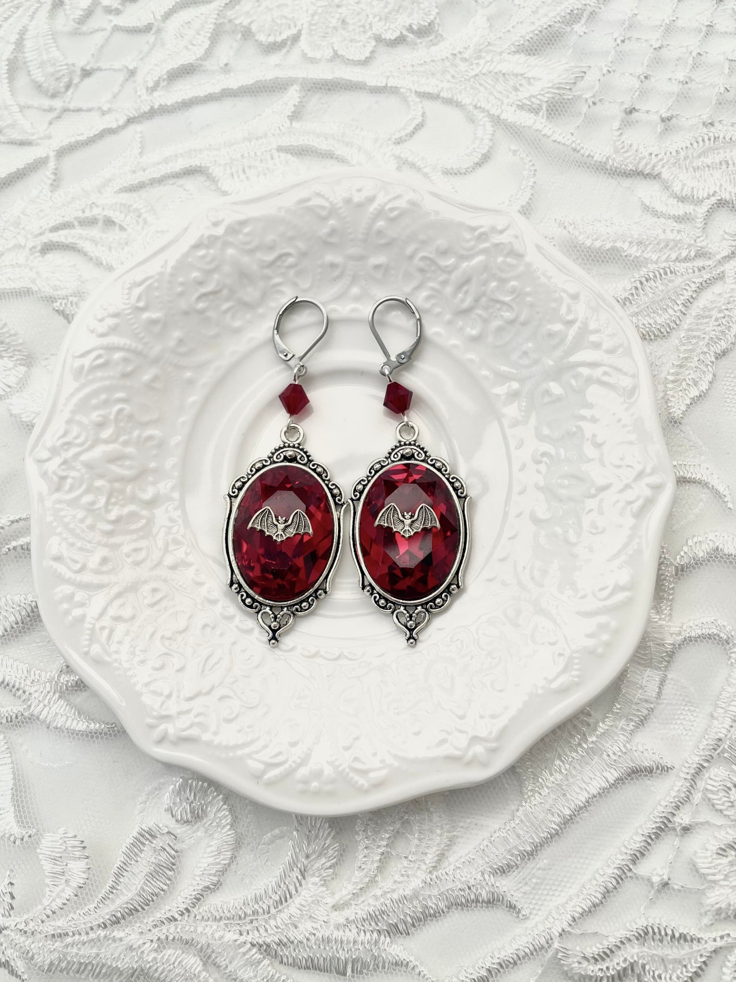 'Bat Queen' Earrings (Blood Red)