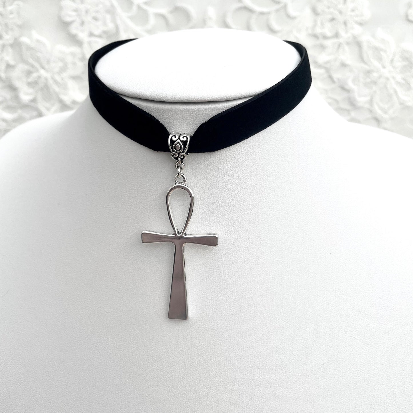 Velvet Ankh Choker