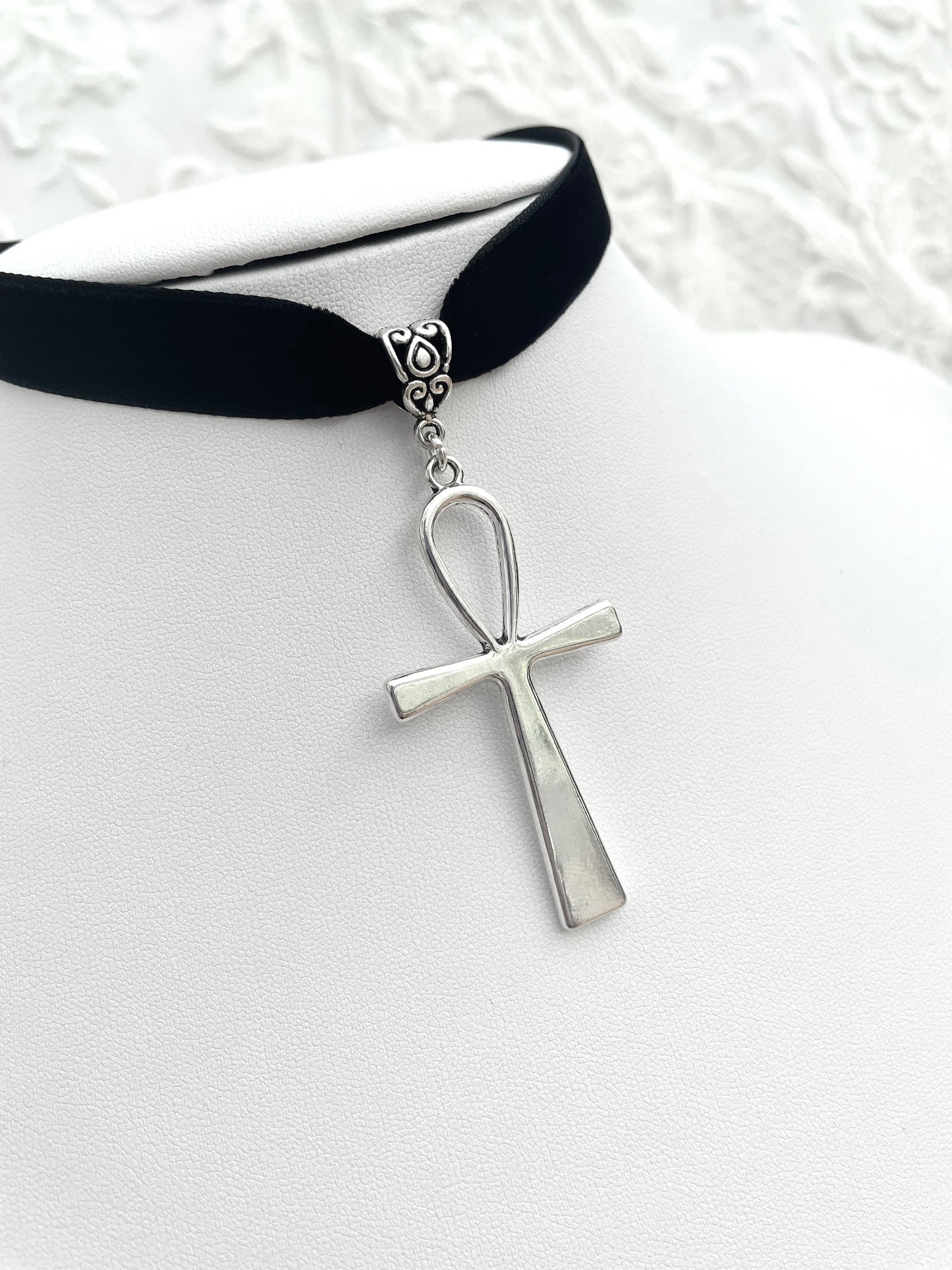 Velvet Ankh Choker