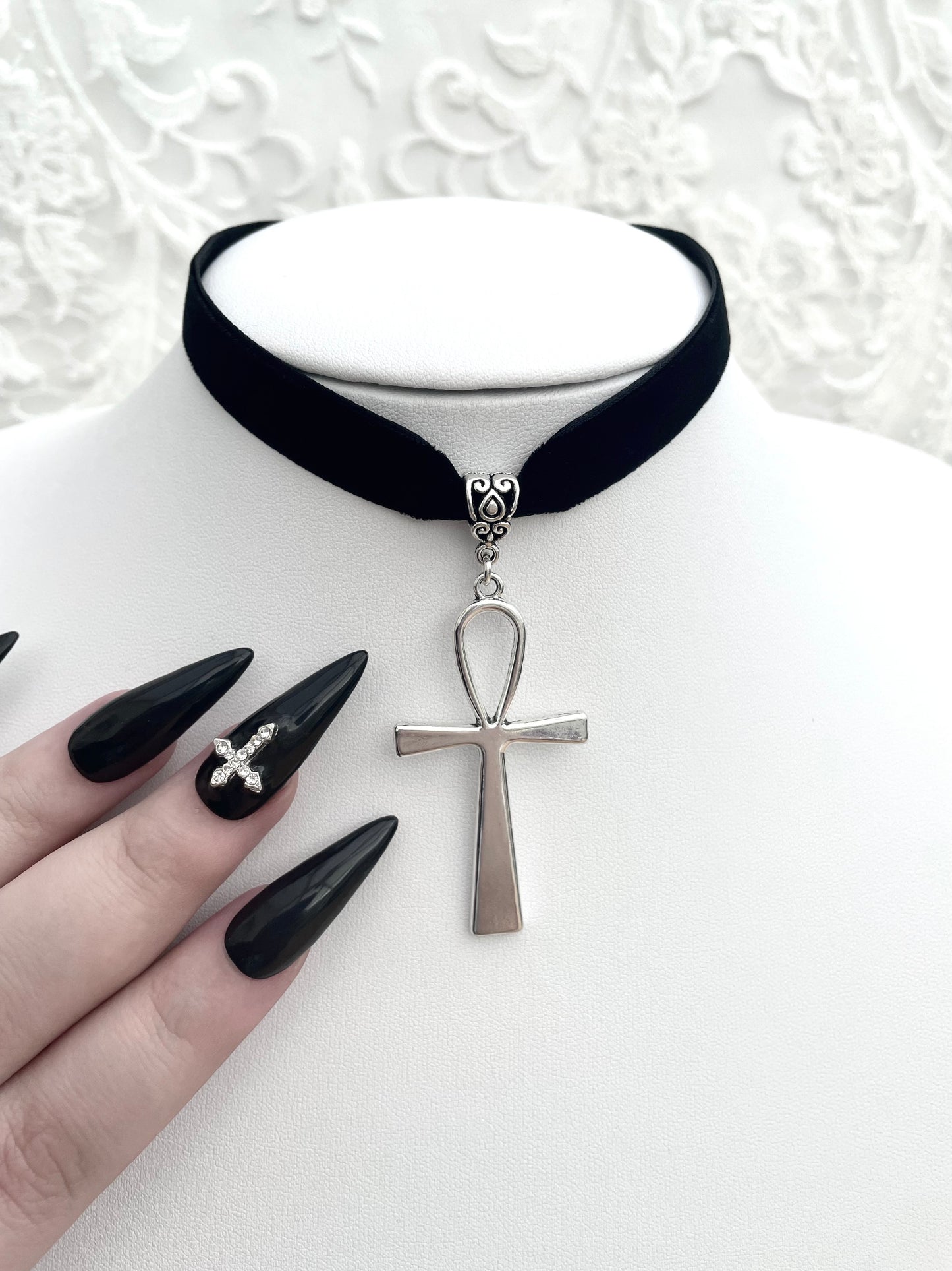 Velvet Ankh Choker