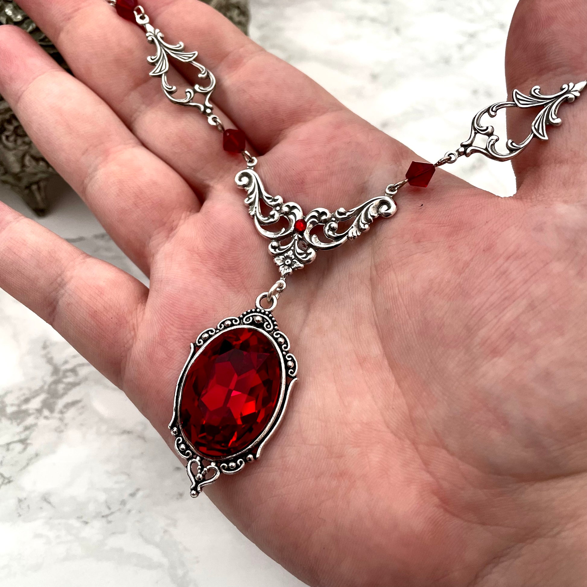 Gothic drop necklace, red drop necklace, necklace with red drops, silver necklace with drops, gothic necklace, goth necklace, goth jewellery, goth jewelry, vampire necklace, vampire choker, vampire drop necklace, blood drop necklace, blood drop choker, bl