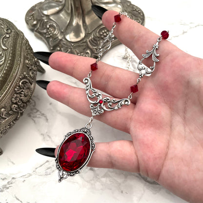 Gothic drop necklace, red drop necklace, necklace with red drops, silver necklace with drops, gothic necklace, goth necklace, goth jewellery, goth jewelry, vampire necklace, vampire choker, vampire drop necklace, blood drop necklace, blood drop choker, bl