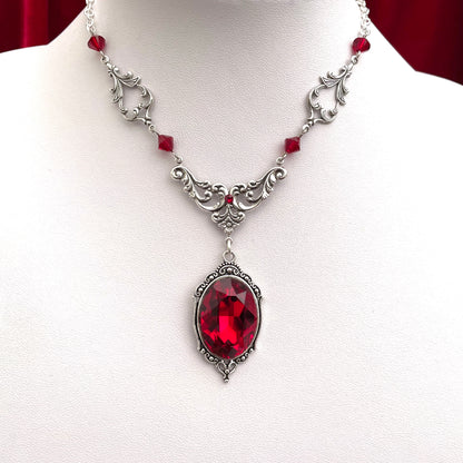 Gothic drop necklace, red drop necklace, necklace with red drops, silver necklace with drops, gothic necklace, goth necklace, goth jewellery, goth jewelry, vampire necklace, vampire choker, vampire drop necklace, blood drop necklace, blood drop choker, bl