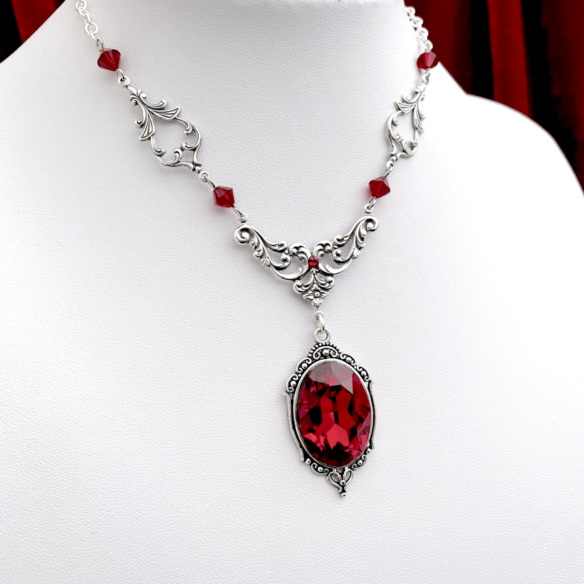 Gothic drop necklace, red drop necklace, necklace with red drops, silver necklace with drops, gothic necklace, goth necklace, goth jewellery, goth jewelry, vampire necklace, vampire choker, vampire drop necklace, blood drop necklace, blood drop choker, bl