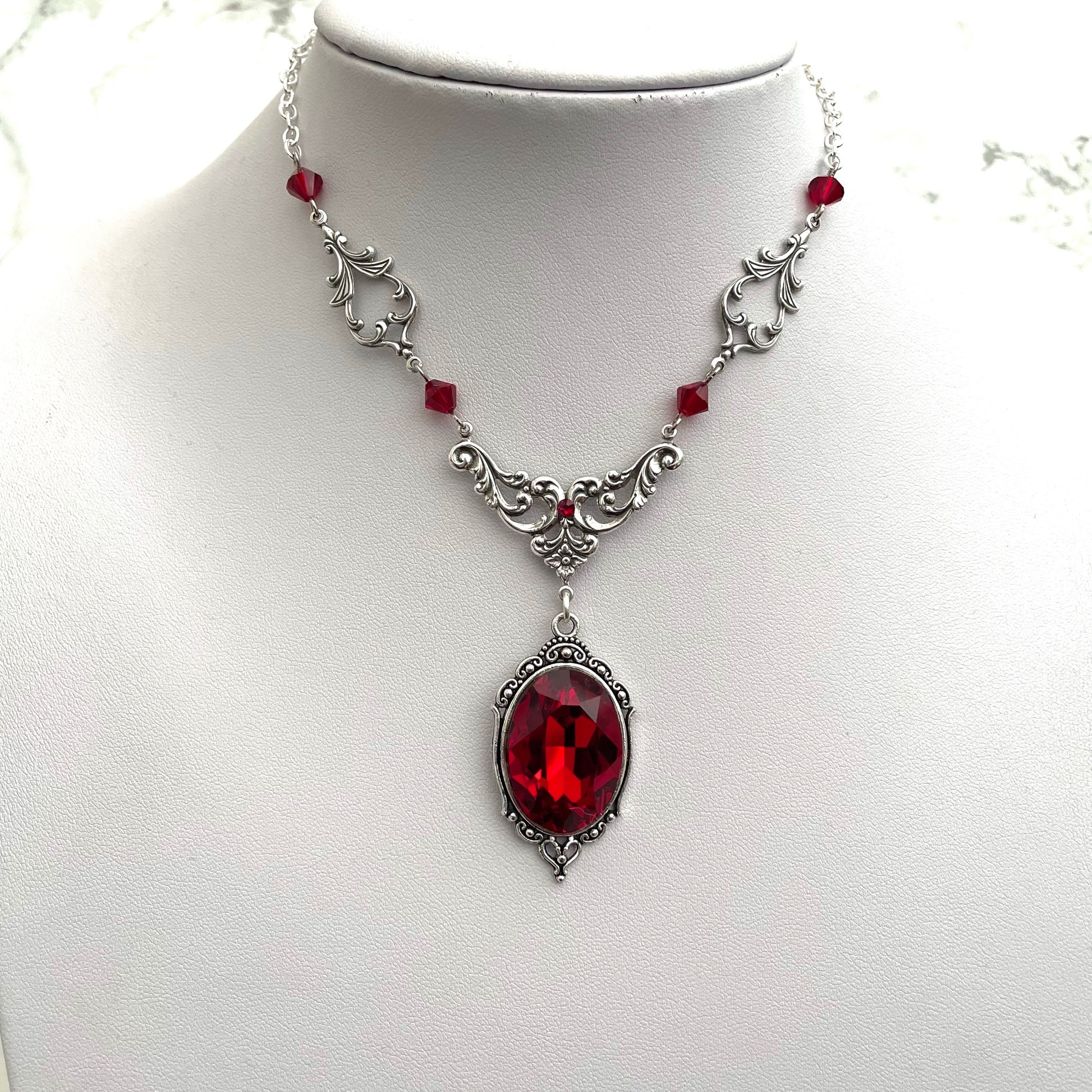 Gothic drop necklace, red drop necklace, necklace with red drops, silver necklace with drops, gothic necklace, goth necklace, goth jewellery, goth jewelry, vampire necklace, vampire choker, vampire drop necklace, blood drop necklace, blood drop choker, bl