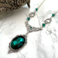 Emerald necklace, gothic emerald necklace, green and silver necklace, Slytherin necklace, Slytherin jewellery, Slytherin jewelry, victorian gothic necklace, victorian goth, victorian gothic necklace green, green gothic necklace, necklace with green jewels