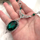 Emerald necklace, gothic emerald necklace, green and silver necklace, Slytherin necklace, Slytherin jewellery, Slytherin jewelry, victorian gothic necklace, victorian goth, victorian gothic necklace green, green gothic necklace, necklace with green jewels