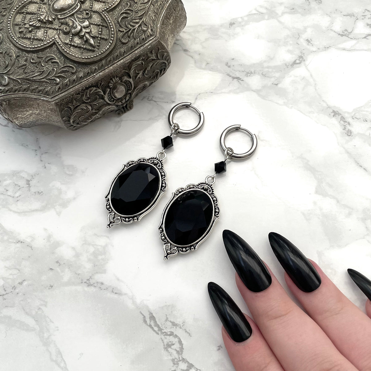'Lenore' Earrings (Death Black)