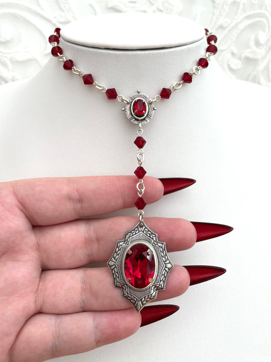 'Draconia' Lariat Y Shape Necklace (Blood Red)
