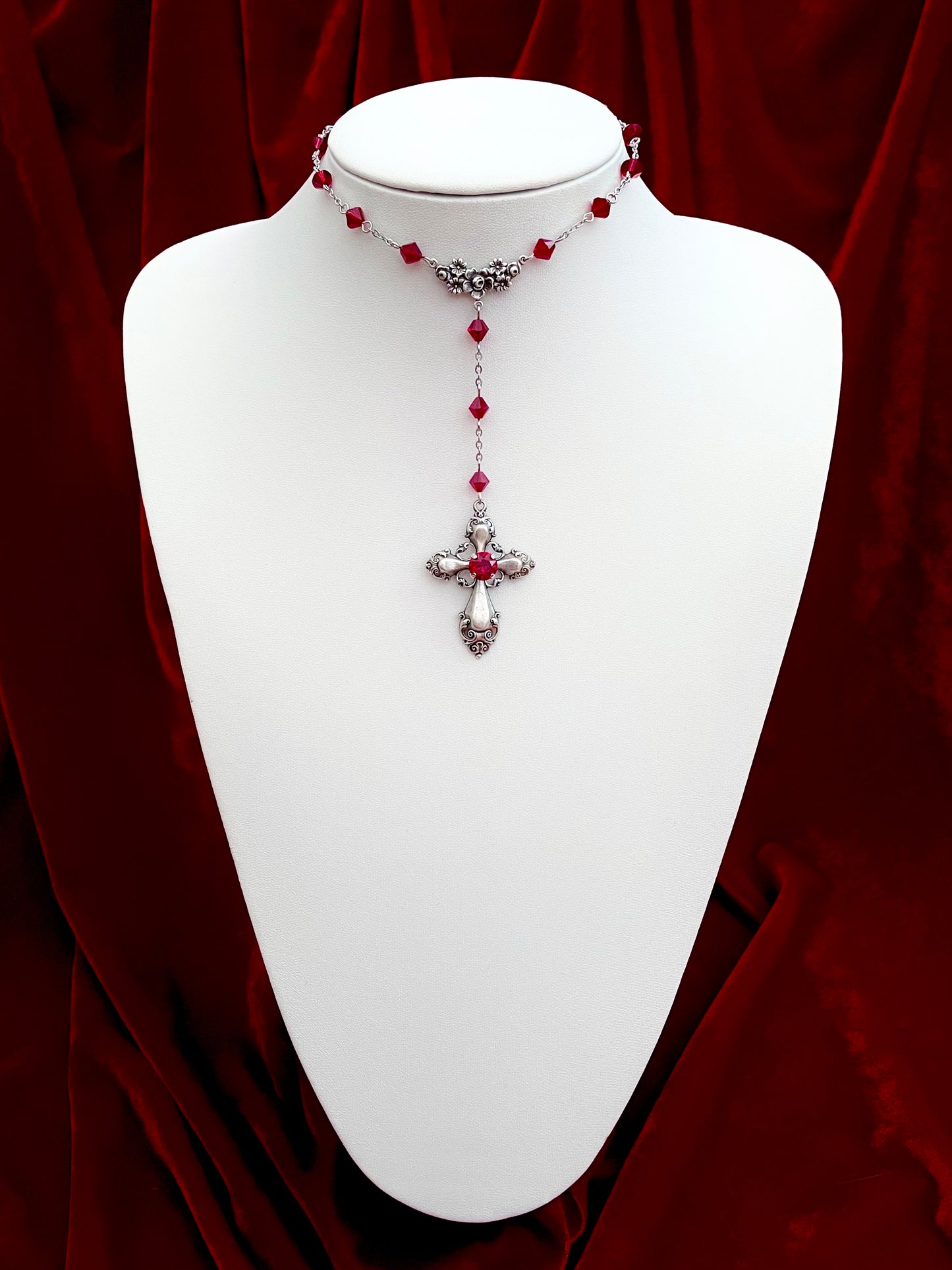 'Mercy' Lariat Y Shape Necklace (Blood Red)