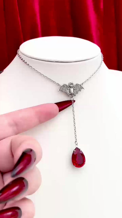 'Eternal' Lariat Y Shape Necklace (Blood Red)