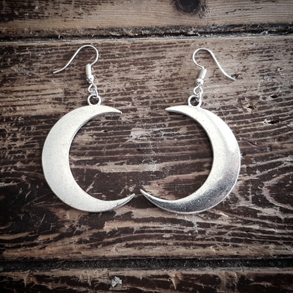 Silver Tone Moon Earrings