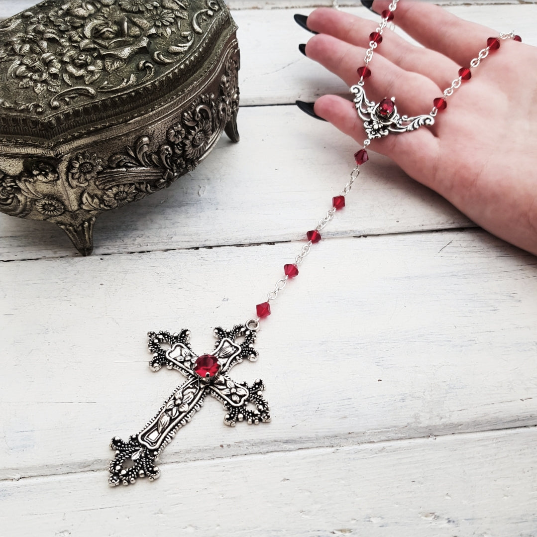 Rosary 'Repent' Necklace (Colour Options)