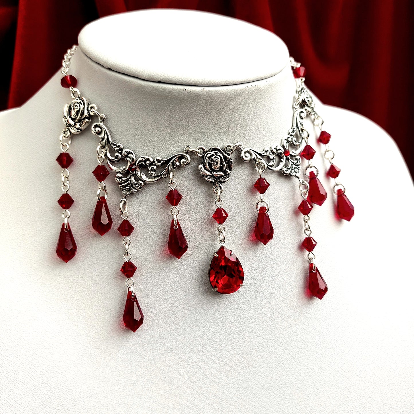 'Evelyn' Necklace (Blood Red)