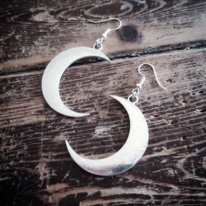 Silver Tone Moon Earrings