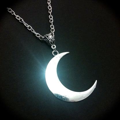 Silver Tone Moon Pendant Necklace