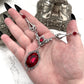 Gothic drop necklace, red drop necklace, necklace with red drops, silver necklace with drops, gothic necklace, goth necklace, goth jewellery, goth jewelry, vampire necklace, vampire choker, vampire drop necklace, blood drop necklace, blood drop choker, bl