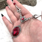 Gothic drop necklace, red drop necklace, necklace with red drops, silver necklace with drops, gothic necklace, goth necklace, goth jewellery, goth jewelry, vampire necklace, vampire choker, vampire drop necklace, blood drop necklace, blood drop choker, bl