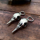 Silver Tone Crow Skull Earrings