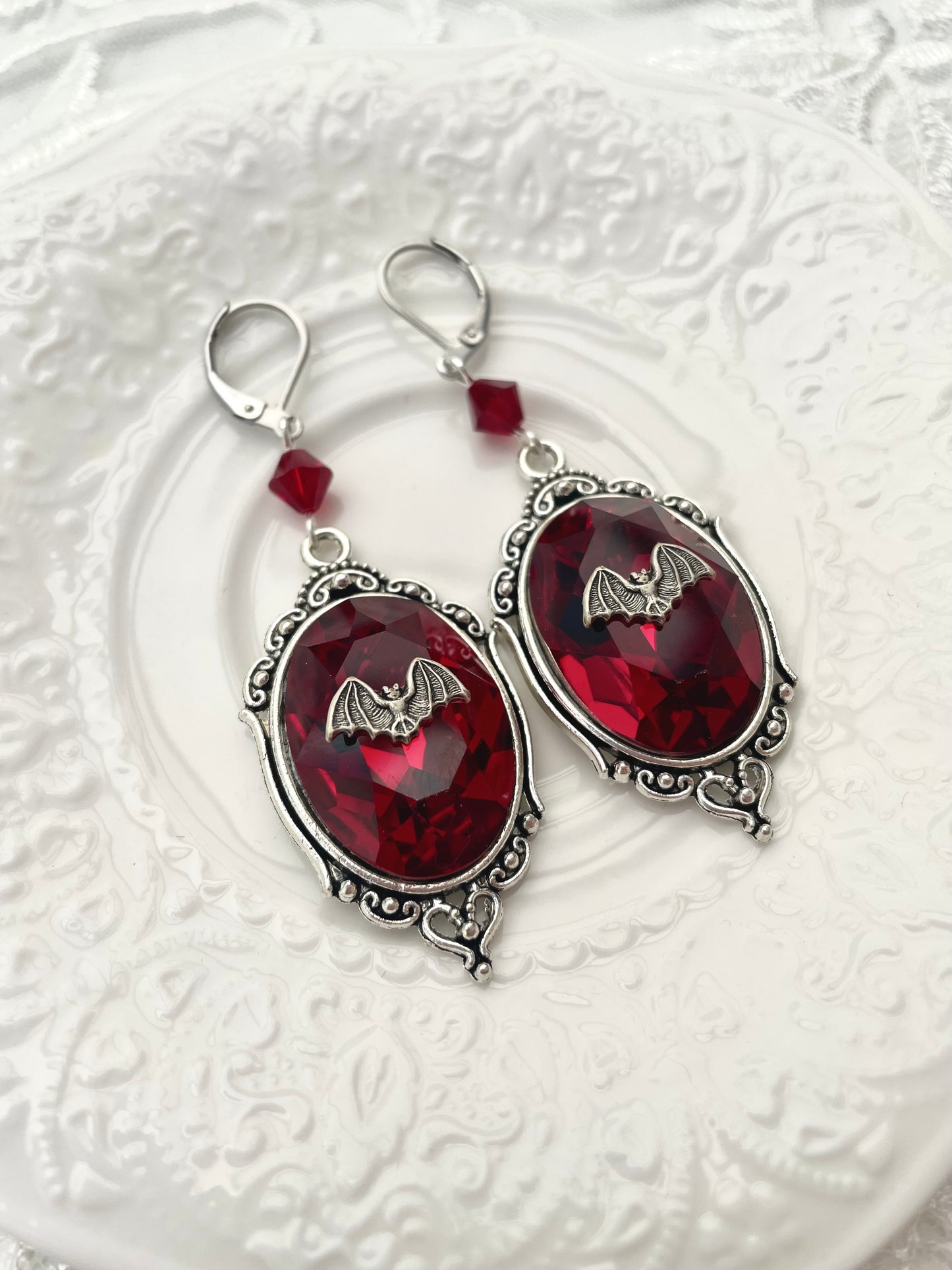 'Bat Queen' Earrings (Blood Red)