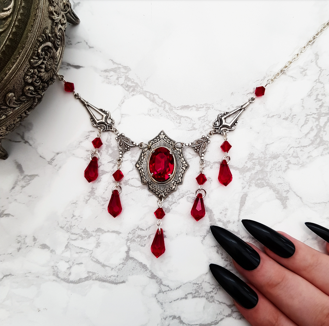 Ruby Brass Necklace Set